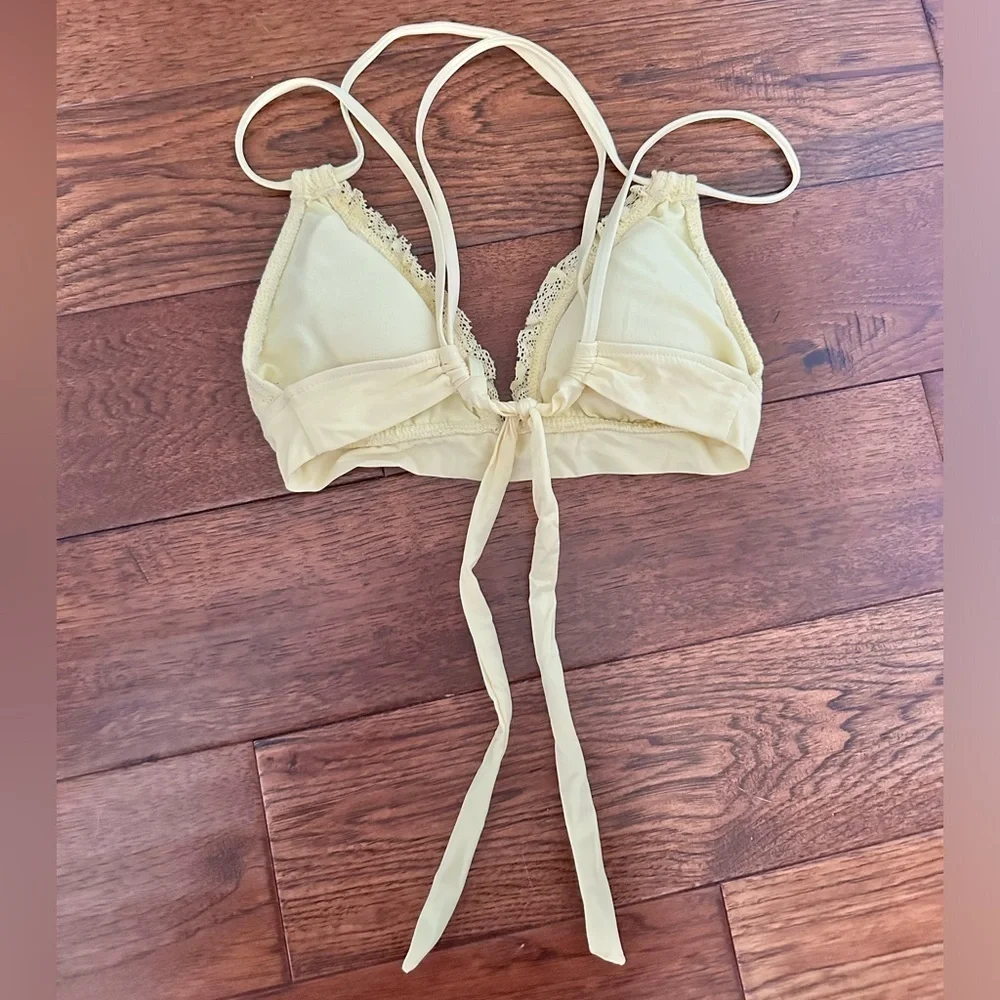 Yellow Lace Bikini Top Size Small